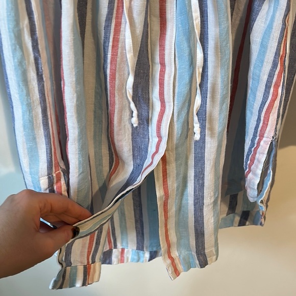 L. L. Bean Linen Striped Button-Up Shirt Dress - Picture 8 of 11